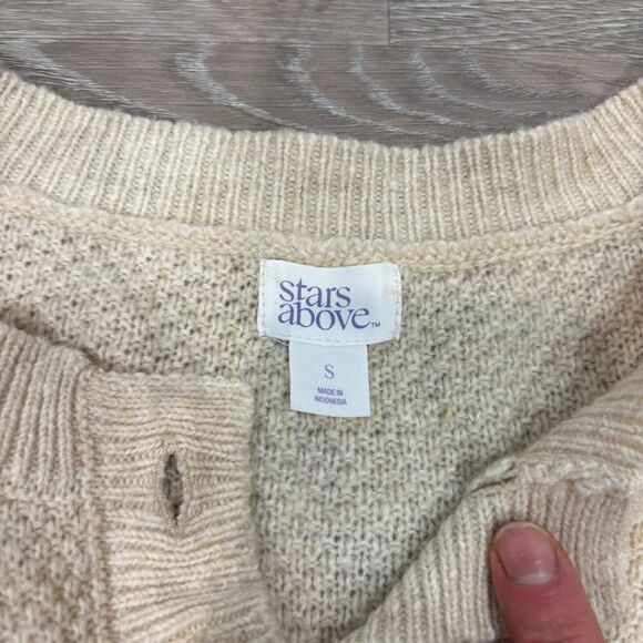 Stars Above Cozy Cotton Beige Henley Sweater Longslevees sz S Relaxed fit - Picture 6 of 10